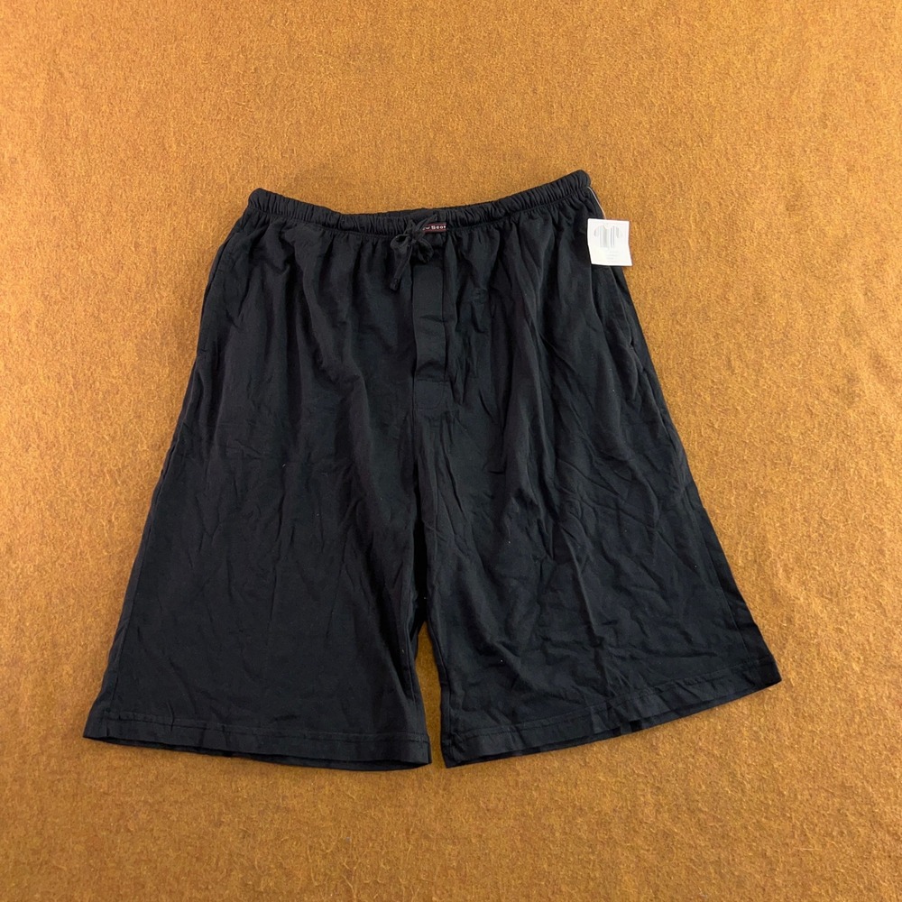 Andrew Scott Mens Large Black Cotton Jersey Knit Lounge Sleep Shorts NWT